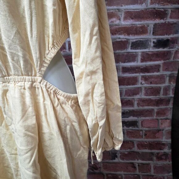 Universal Thread Tan A-Line Mini Dress XXL Balloon Sleeve Side Cutout Pockets - Picture 5 of 7